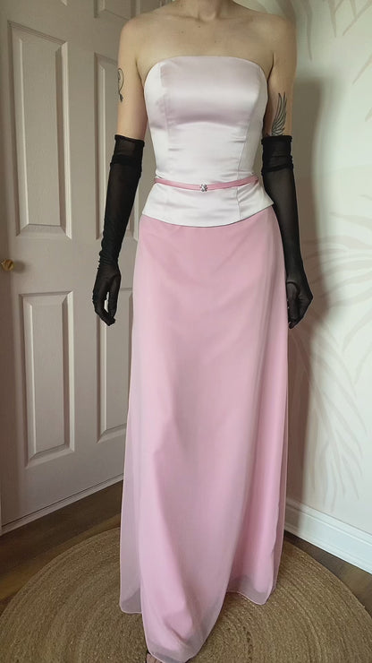 Hilary Morgan pink strapless gown UK 14