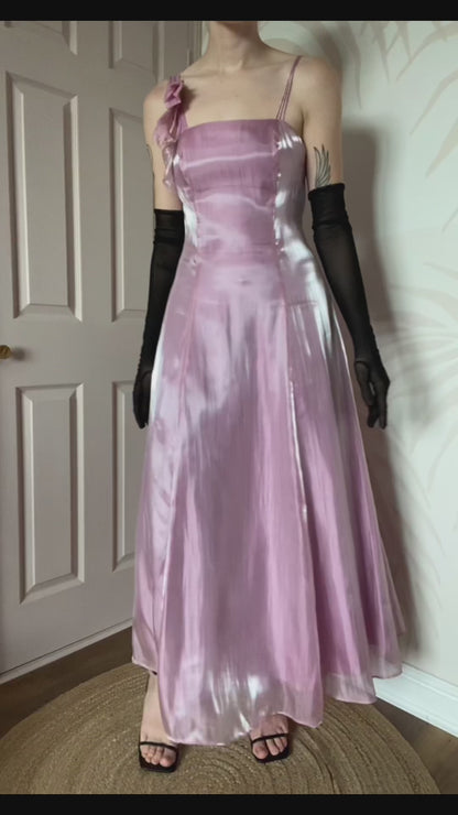 Silky Pink A-Line Debut Evening Dress UK 8