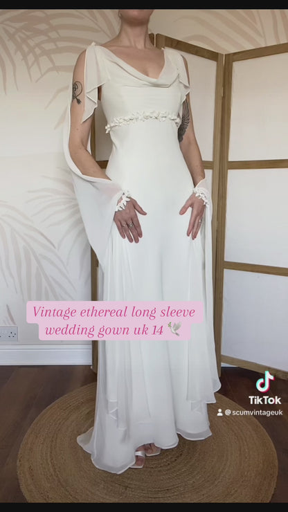 Victoria Jane white ethereal long sleeve wedding dress UK 14