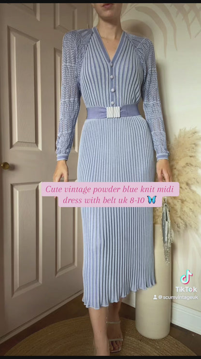 Medici powder blue knit midi dress uk 8-10