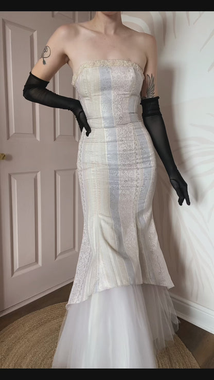 Cream Zum Zum strapless fishtail evening gown UK 8