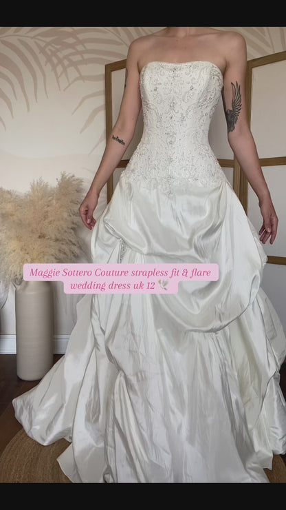 Maggie Sottero Couture strapless wedding gown uk 12