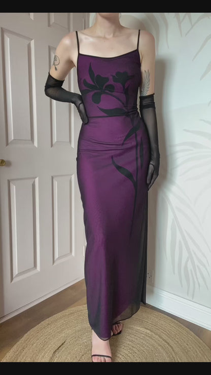 After Six purple stretch evening gown UK 10