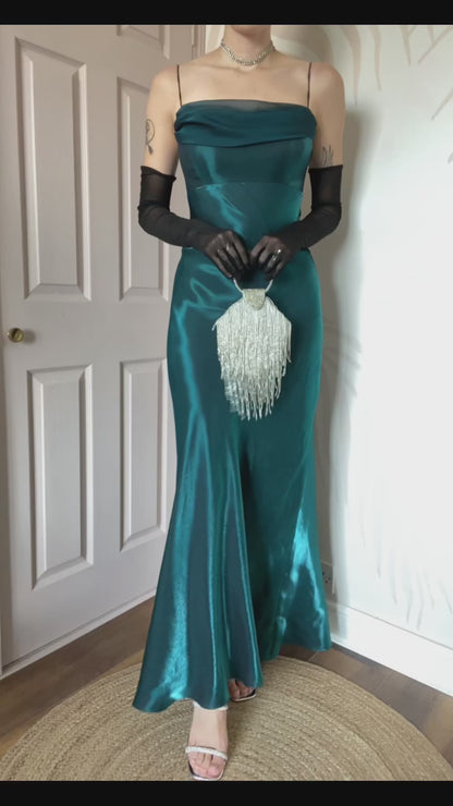 Teal Dave & Johnny silky evening dress UK 12