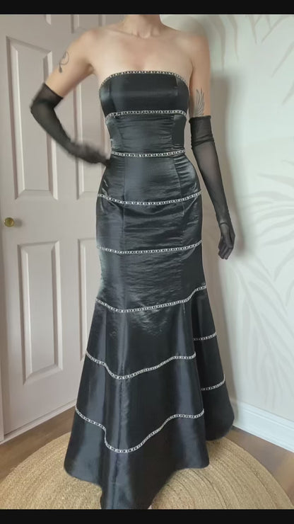 Yve London black strapless fishtail gown UK 10
