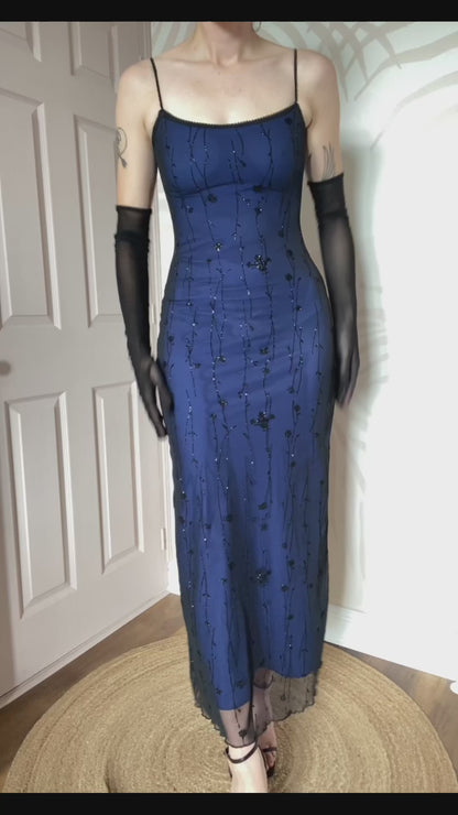 West One blue glitter stretch bodycon dress UK 10