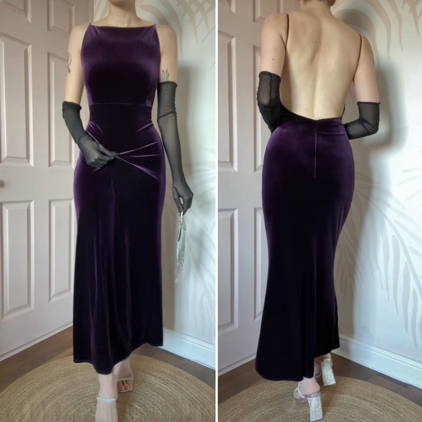 Principles purple velvet stretch evening dress UK 16