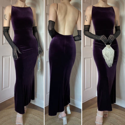 Principles purple velvet stretch evening dress UK 16