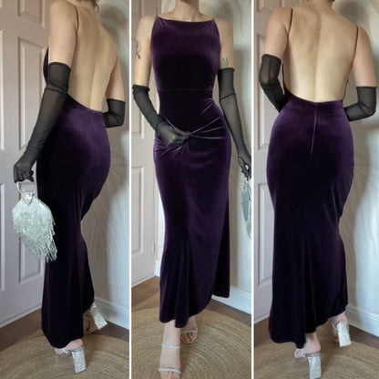 Principles purple velvet stretch evening dress UK 16