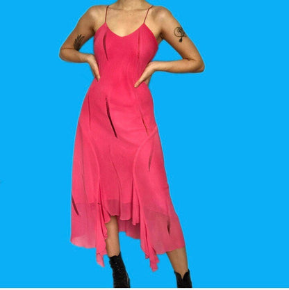 The most beautiful print pink chiffon 2-piece dress/jacket SET UK 12 - Free UK shipping