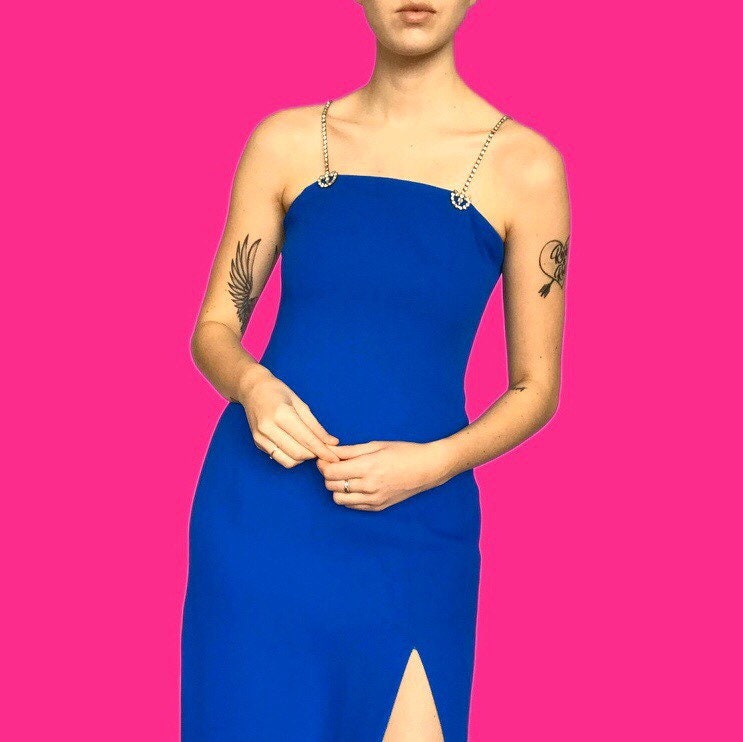 Stunning royal blue maxi dress with diamanté strap detailing UK 10 - Free UK shipping