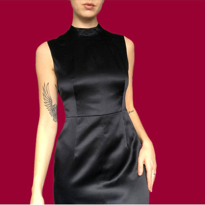 Beautiful 100% silk black/dark navy maxi dress UK 14