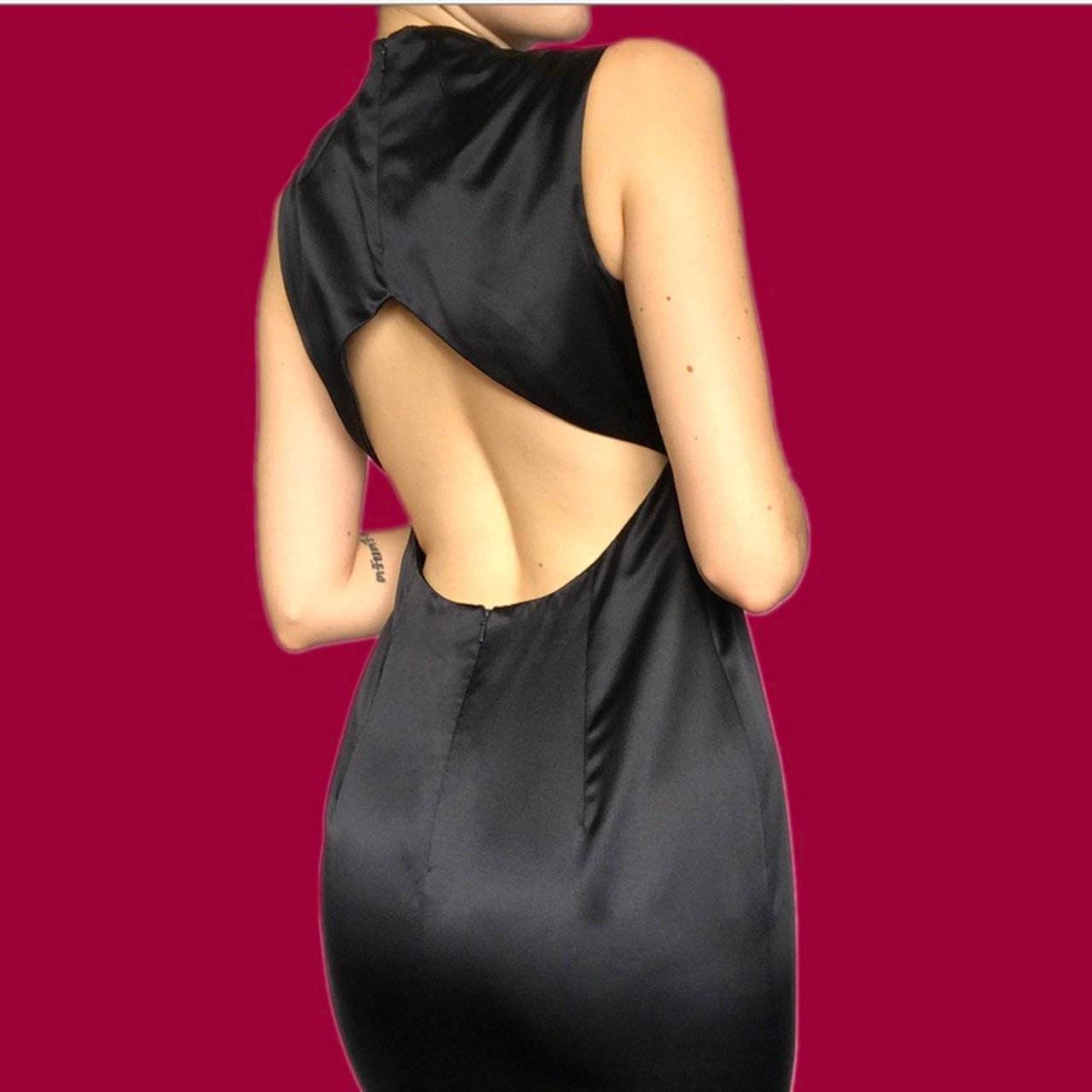 Beautiful 100% silk black/dark navy maxi dress UK 14