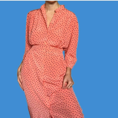Vintage peachy dot print shirt dress UK 14