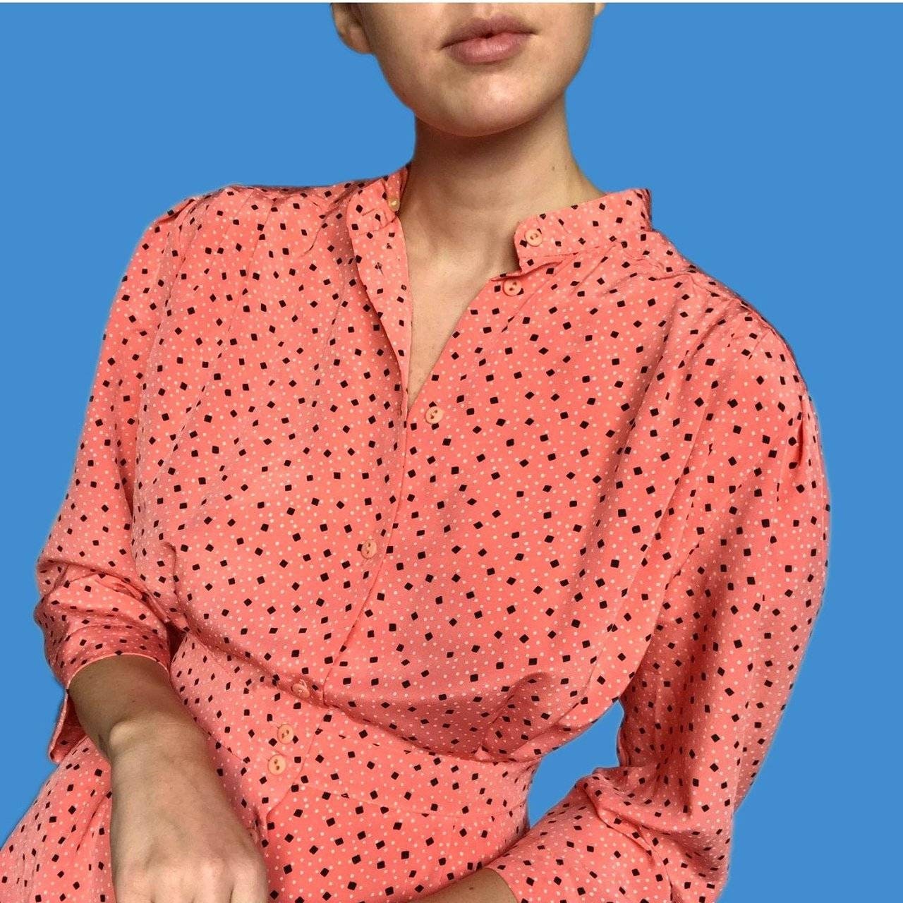 Vintage peachy dot print shirt dress UK 14