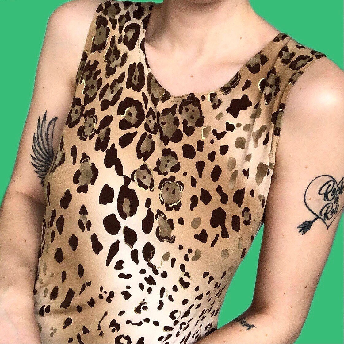 Super cool vintage leopard print stretch midi dress UK 12