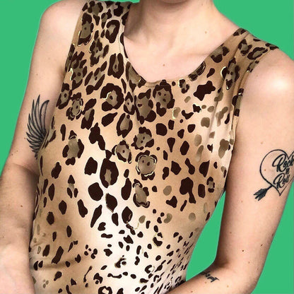 Super cool vintage leopard print stretch midi dress UK 12