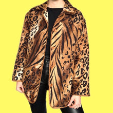 Load image into Gallery viewer, Super cool vintage leopard print 100% silk light jacket UK L
