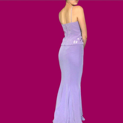 Beautiful vintage John Charles purple 3 piece top/skirt/blazer suit set UK 10