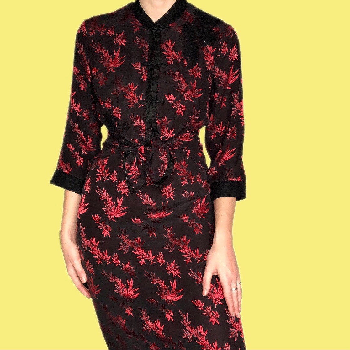 Stunning floral silk blend 2 piece top/skirt suit set UK 12