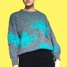 Load image into Gallery viewer, Super cute vintage teddy bear print knit crew neck jumper UK 10

