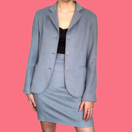 Stunning dusky blue super soft 2 piece suit UK 10