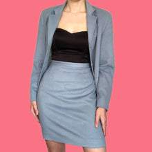 Load image into Gallery viewer, Stunning dusky blue super soft 2 piece suit UK 10
