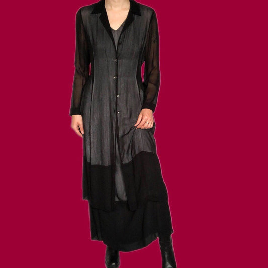 Stunning gothic vintage black 2 piece dress/jacket suit set UK 10