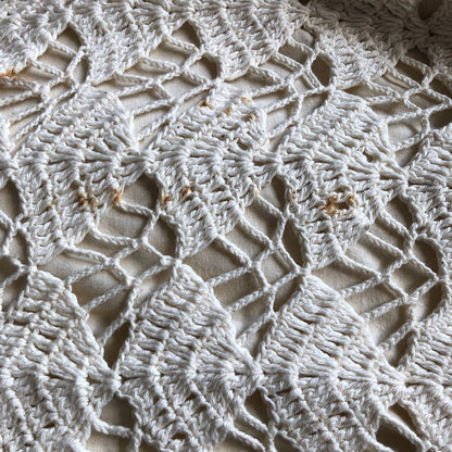 Beautiful handmade vintage cream crochet 2 piece skirt/top suit set UK S