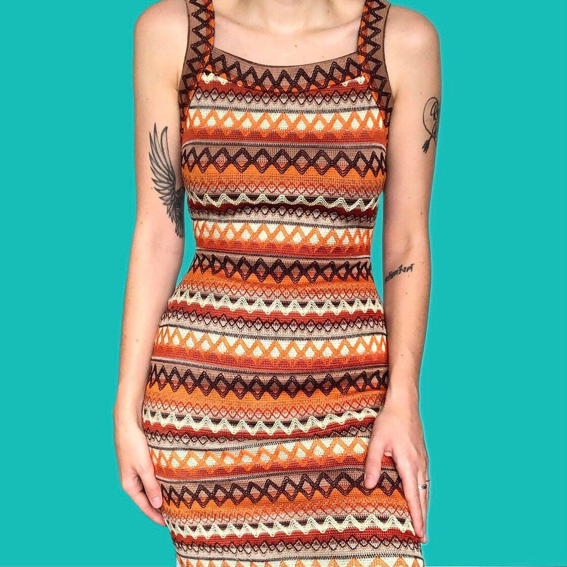 Super cute striped colourful print stretch mini dress UK S