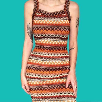Super cute striped colourful print stretch mini dress UK S