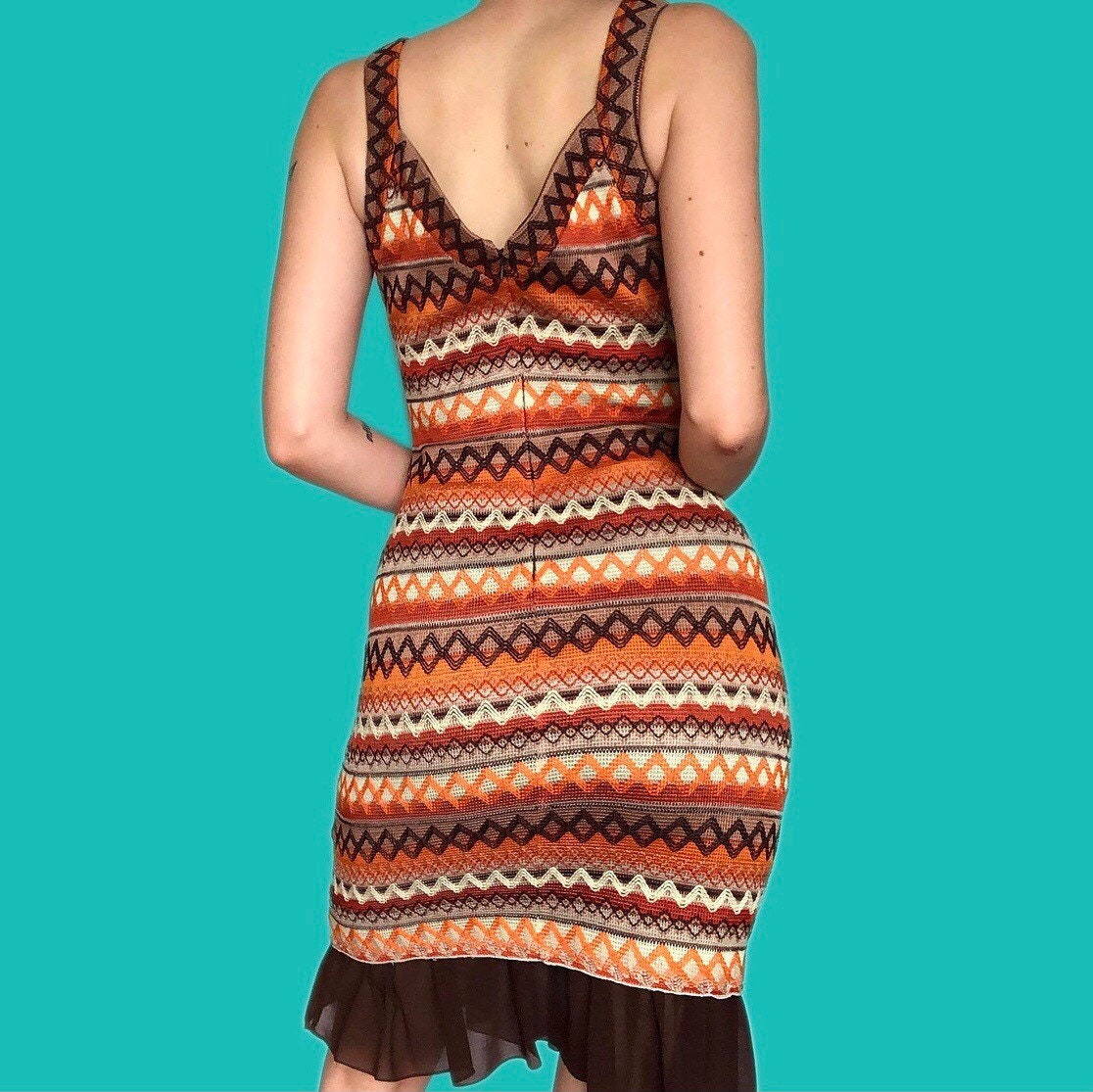 Super cute striped colourful print stretch mini dress UK S