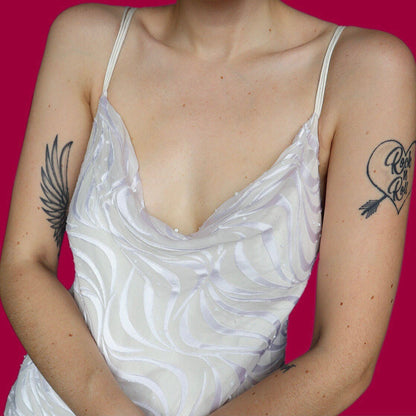 Stunning white silk blend evening prom slip dress UK 8
