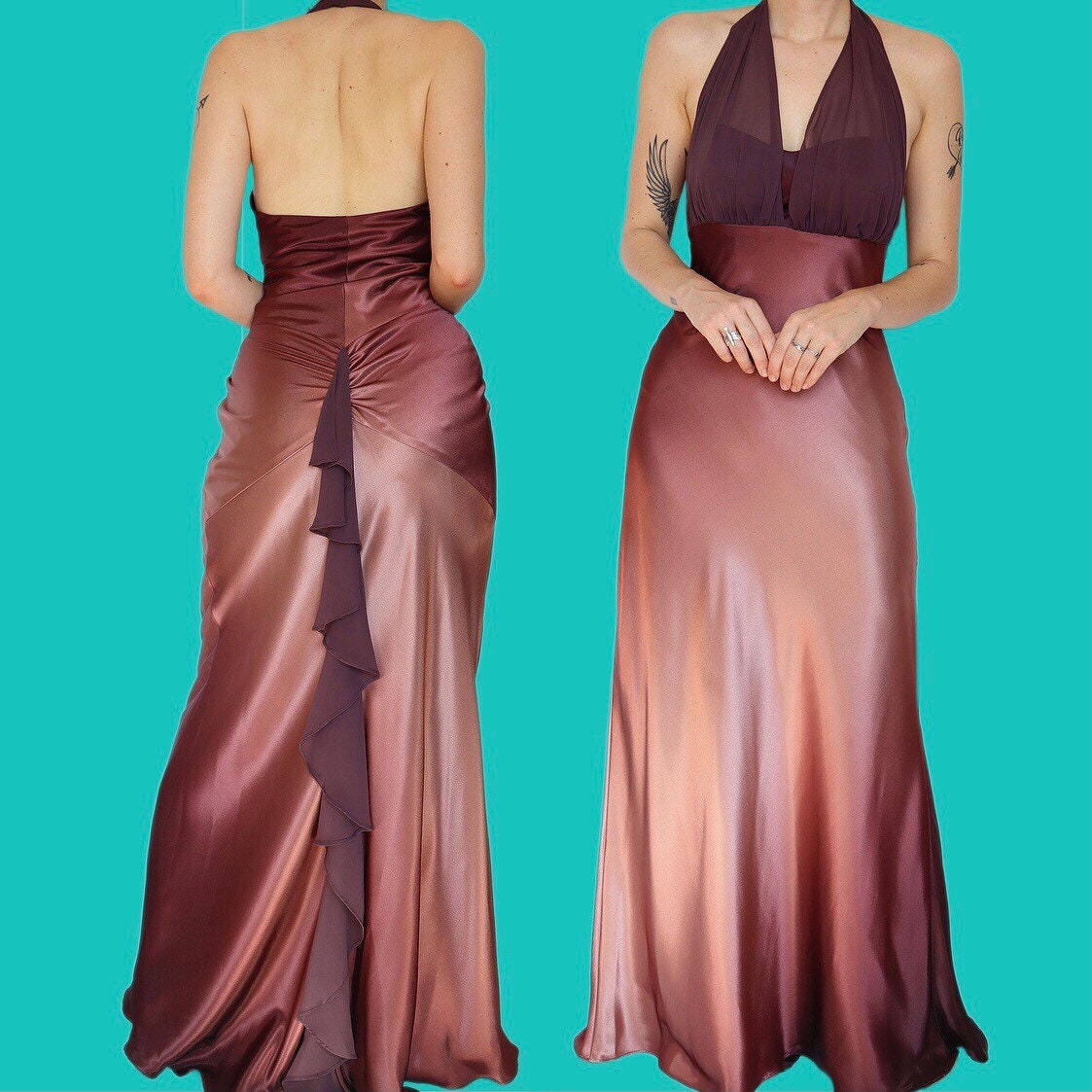 Beautiful ombre purple/pink evening prom dress UK 12