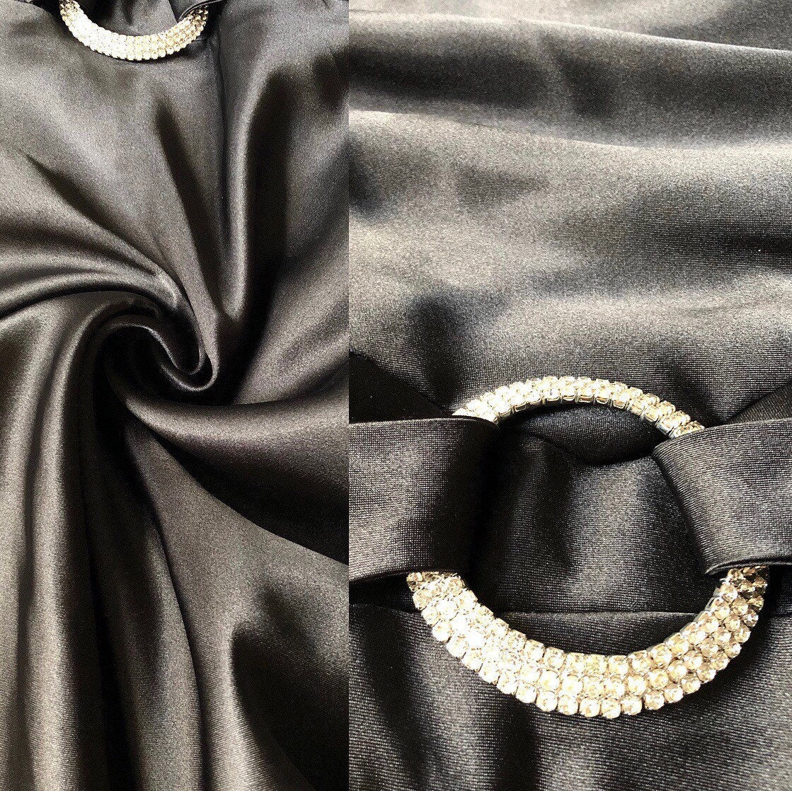 Beautiful silky black high neck diamanté evening prom dress UK 10