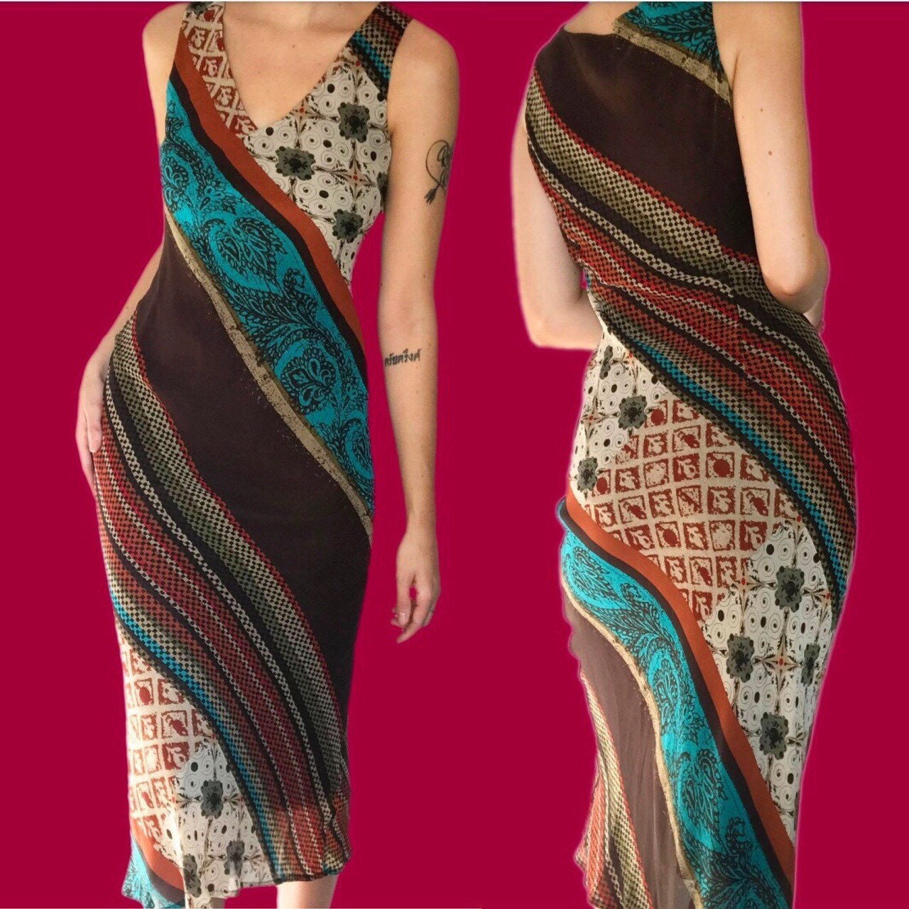 Beautiful Laura Ashley 100% silk chiffon print evening dress UK 12 EU 40