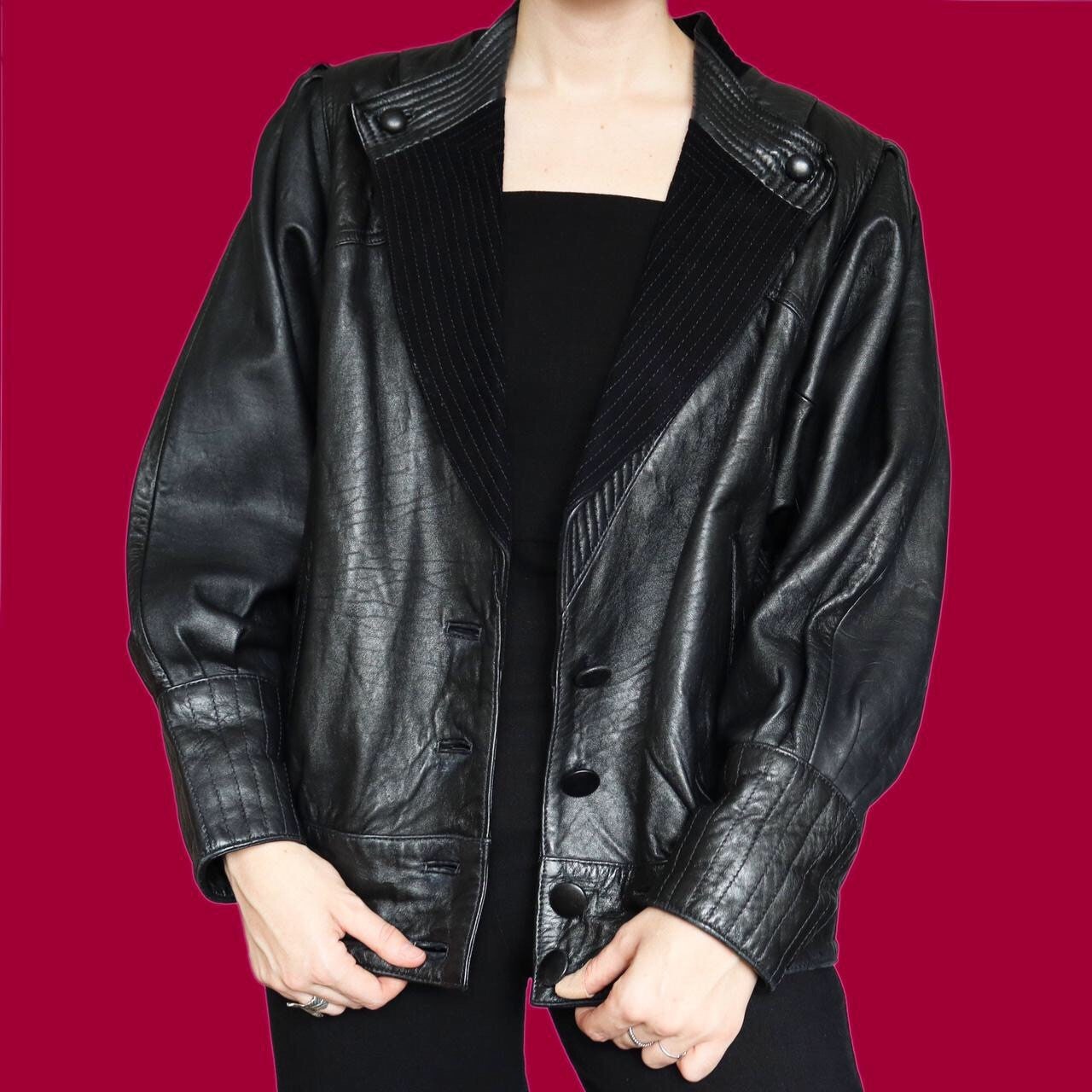 Super cool vintage 80’s 100% real leather jacket UK M