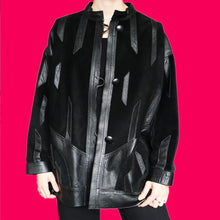 Load image into Gallery viewer, Super cool vintage 100% real leather/suede black jacket UK L
