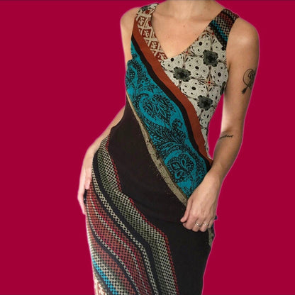 Beautiful Laura Ashley 100% silk chiffon print evening dress UK 12 EU 40