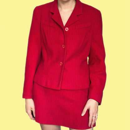 Stunning red 2 piece skirt/jacket suit set UK 8