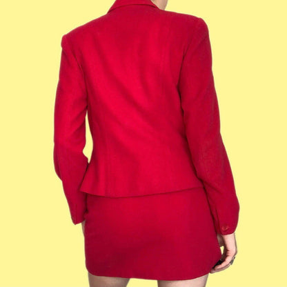 Stunning red 2 piece skirt/jacket suit set UK 8