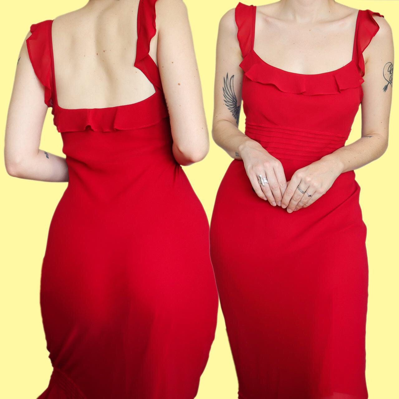 Beautiful Laura Ashley 100% silk red slip evening dress UK 14