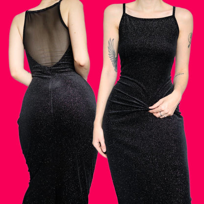 Stunning y2k black glittery stretch evening party dress UK 12