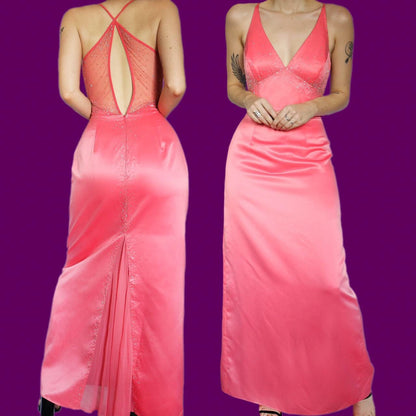 Beautiful peachy pink evening prom dress UK 12