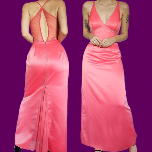 Beautiful peachy pink evening prom dress UK 12