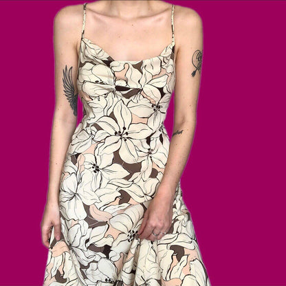 Beautiful 100% silk floral midi slip dress UK 12