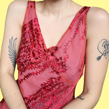 Beautiful silk blend floral print frilly evening party dress UK 10