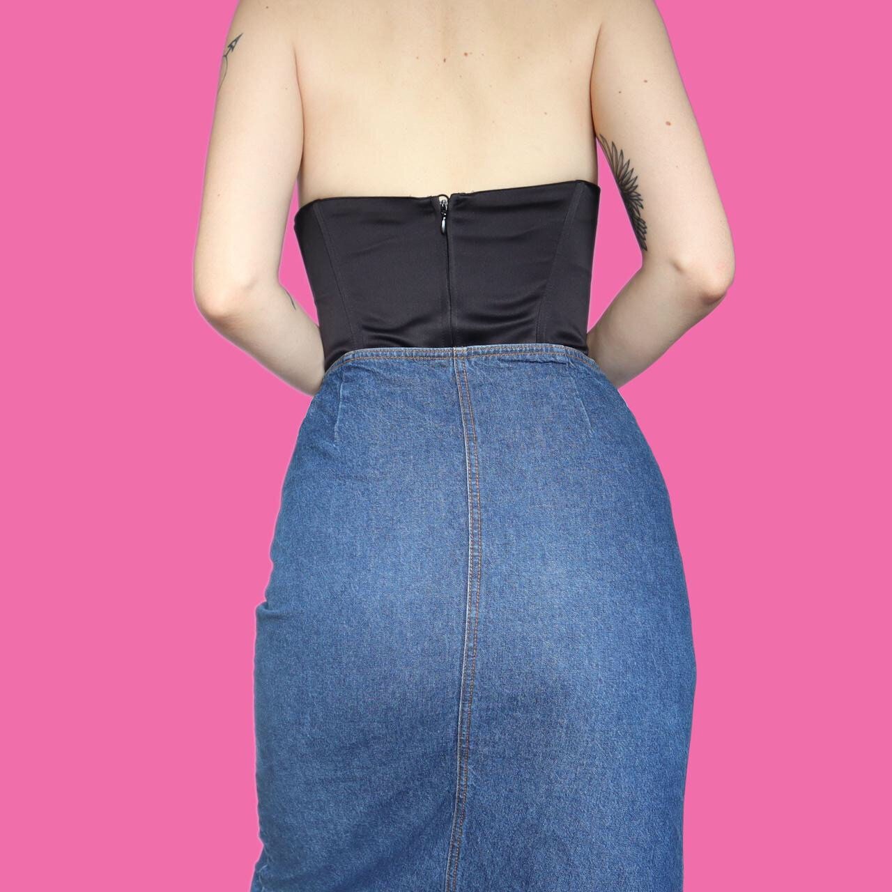 Super cute vintage blue denim midi skirt UK 10