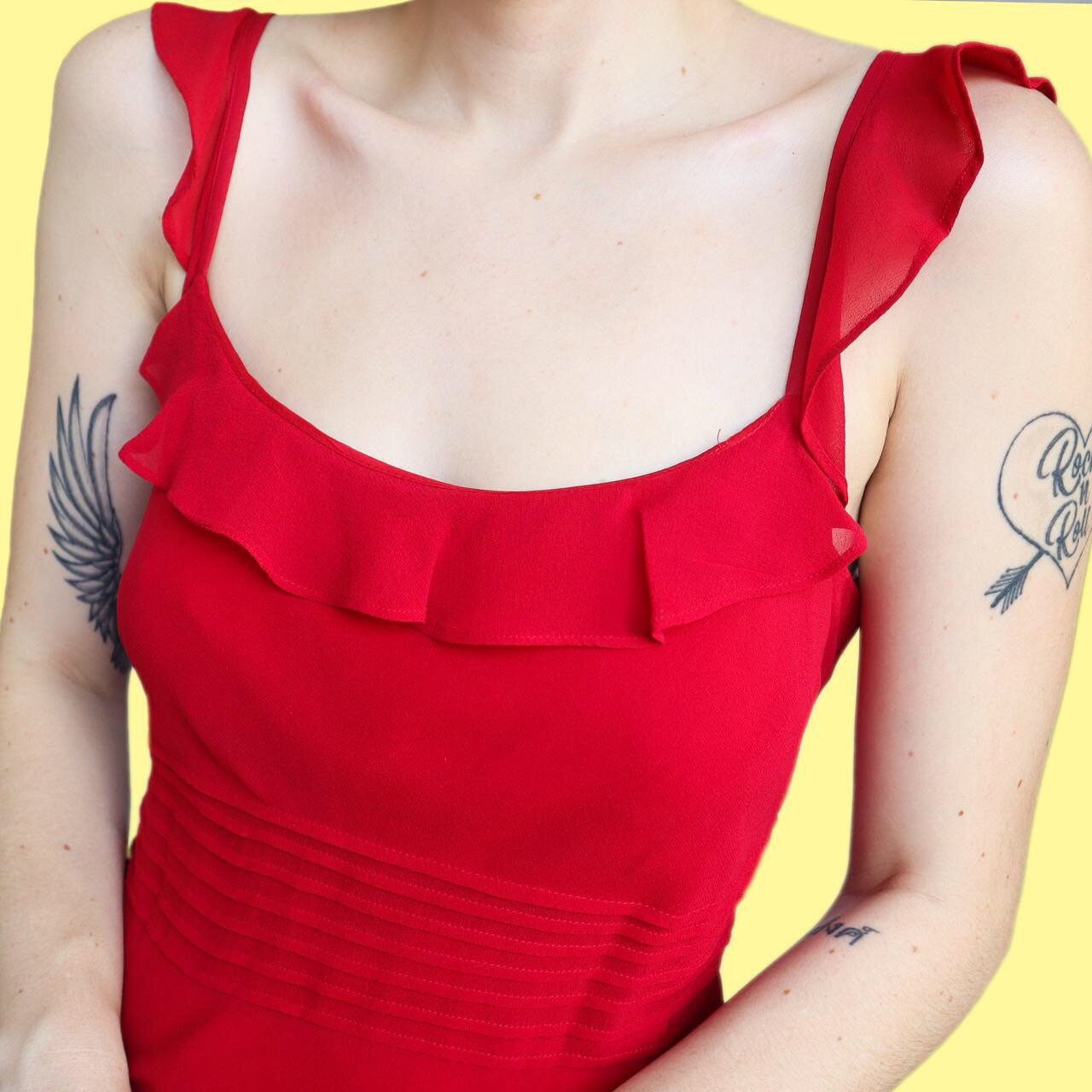 Beautiful Laura Ashley 100% silk red slip evening dress UK 14