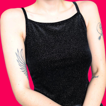 Stunning y2k black glittery stretch evening party dress UK 12